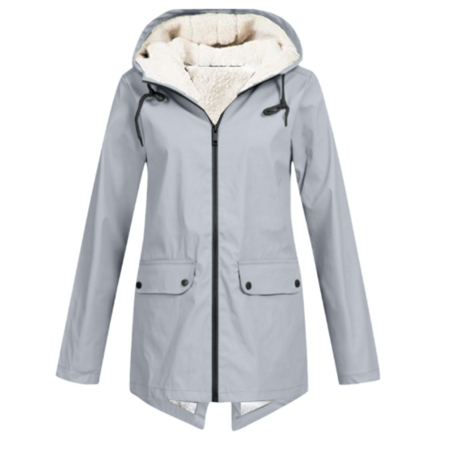 Dames Winter Waterdichte Trenchcoat met Capuchon & Zakken Grijs