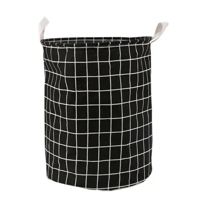 Opvouwbare Wasmand van Katoen en Linnen met Grote Capaciteit Zwart 35x45cm M