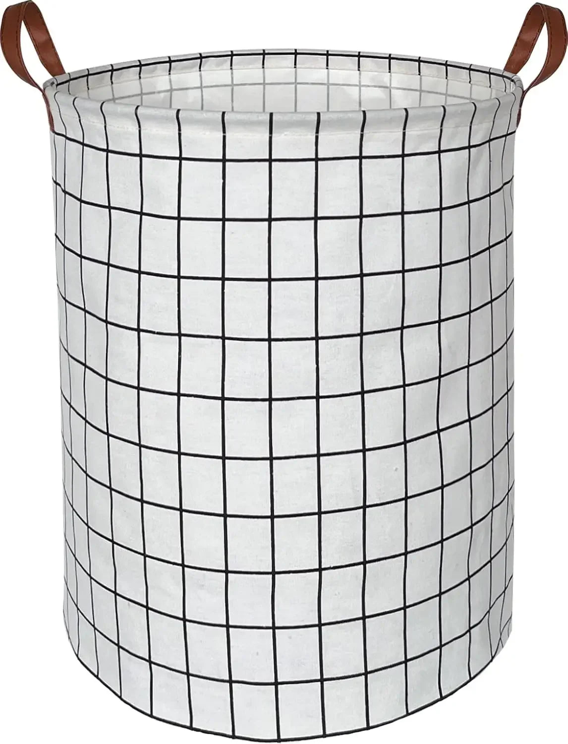 Opvouwbare Wasmand van Katoen en Linnen met Handvat en Trekkoord Wit 30x39cm