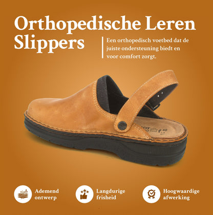 Orthopedische leren pantoffels voor heren – stijlvol en ondersteunend