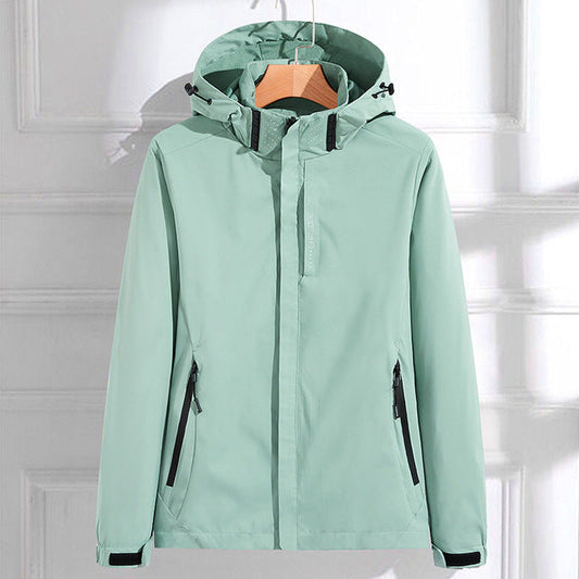 Dames Elegante Regenjacke Met Kapuze Waterdicht Licht Mintgroen