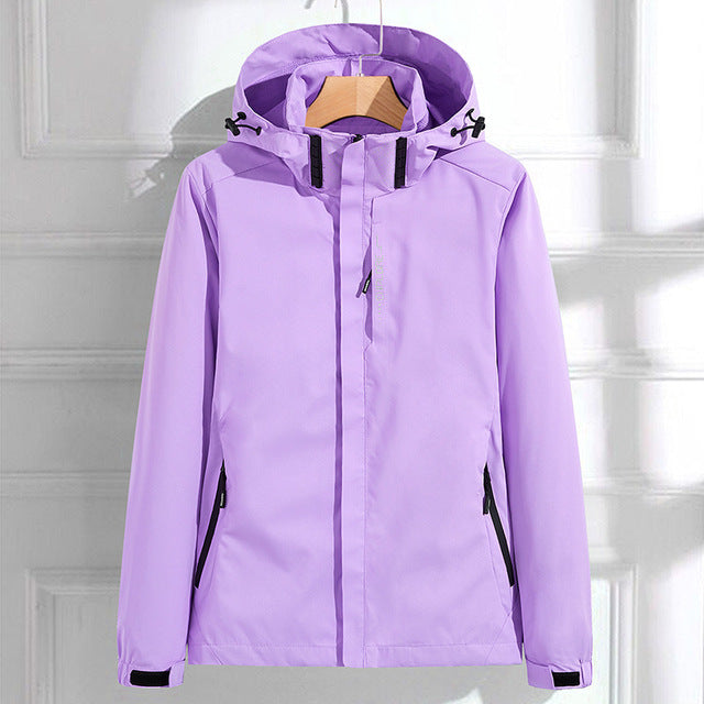 Dames Elegante Regenjacke Met Kapuze Waterdicht Licht Paars