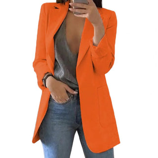 Manda | Oversized blazer voor dames | Lang oranje