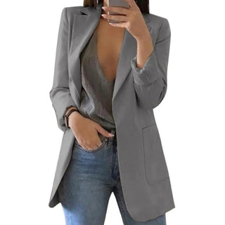 Manda | Oversized blazer voor dames | Lang grijs