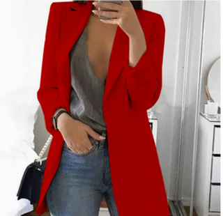 Manda | Oversized blazer voor dames | Lang rood
