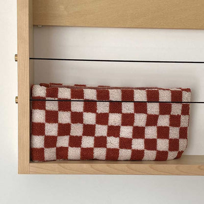 Ruitpatroon Badhanddoekenset Met Kleurblok Ontwerp Luxe
