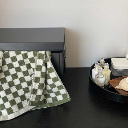 Ruitpatroon Badhanddoekenset Met Kleurblok Ontwerp Luxe