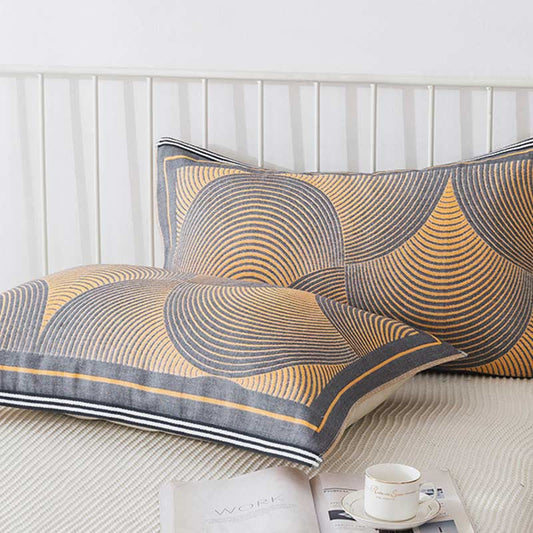 Ademend Cirkel Streep Kussenhoes En Handdoek Set Voor Hygiëne Geel 52 cm x 75 cm