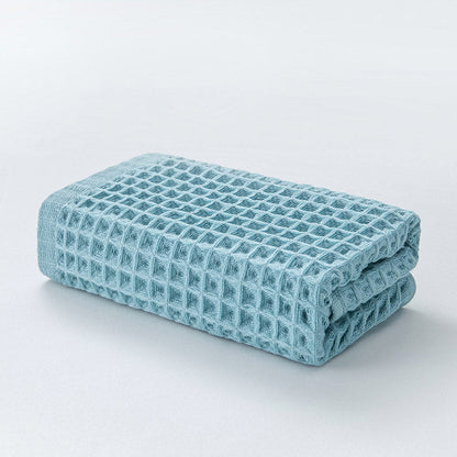 Katoenen Wafelhanddoek Set Drie Stuks Snelle Droogtijd Blauw 34*74cm