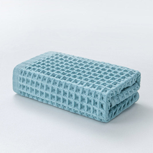 Katoenen Wafelhanddoek Set Drie Stuks Snelle Droogtijd Blauw 34*74cm