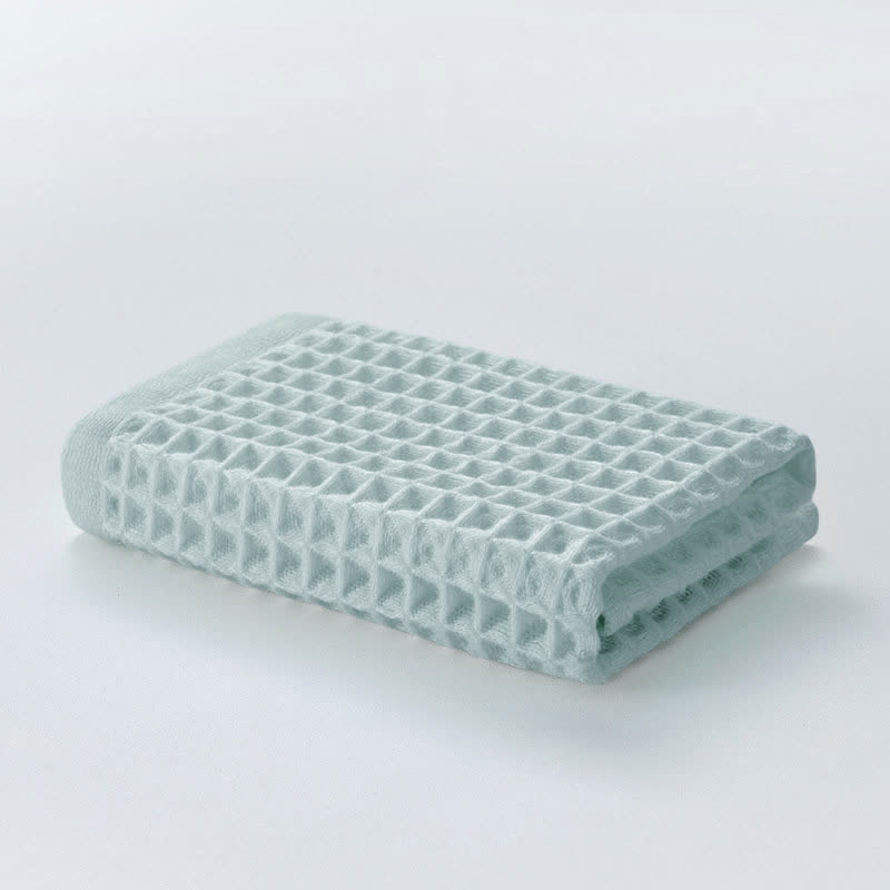 Katoenen Wafelhanddoek Set 6 Stuks Snelle Droogtijd Cyaan 34*34cm