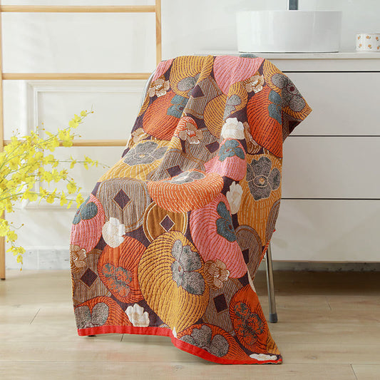Kleurrijke Persimmon Katoenen Gaas Zachte Badhanddoek Default
