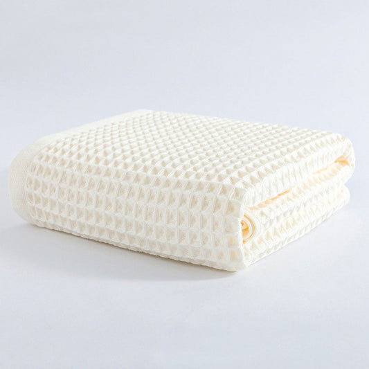 Ademende Katoenen Wafelgeweven Badhanddoek Sneller Droog Melkachtig 70*140cm