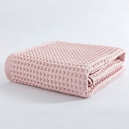 Ademende Katoenen Wafelgeweven Badhanddoek Sneller Droog Roze 70*140cm