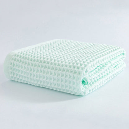 Ademende Katoenen Wafelgeweven Badhanddoek Sneller Droog Cyaan 70*140cm