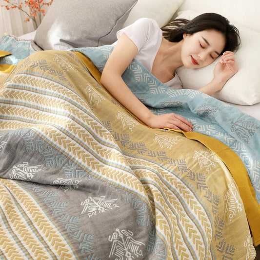 Katoenen Omkeerbare Quilt Met Tarweprint Voor Slaapkamer Zoals afbeelding