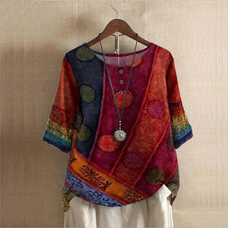 Pamela | Elegante top met ronde hals Rood