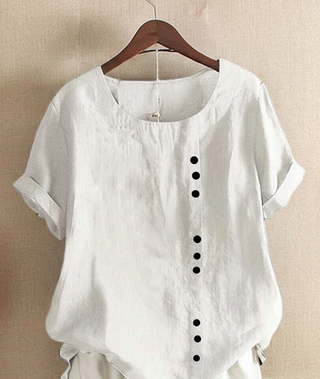 Parsha | Effen blouse met korte mouwen en ronde hals wit