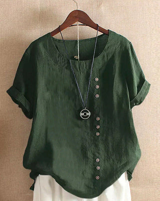 Parsha | Effen blouse met korte mouwen en ronde hals groen