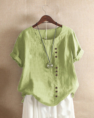 Parsha | Effen blouse met korte mouwen en ronde hals mintgroen