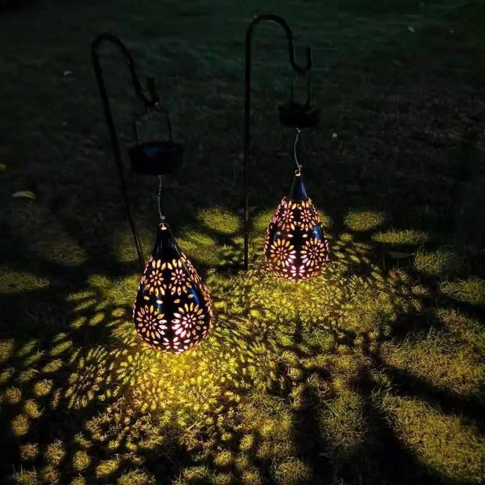 Decoratieve Buitenlamp Zonne-energie – Waterdichte Hanglamp voor Terras en Tuin met Lange Brandduur tot 12 Uur