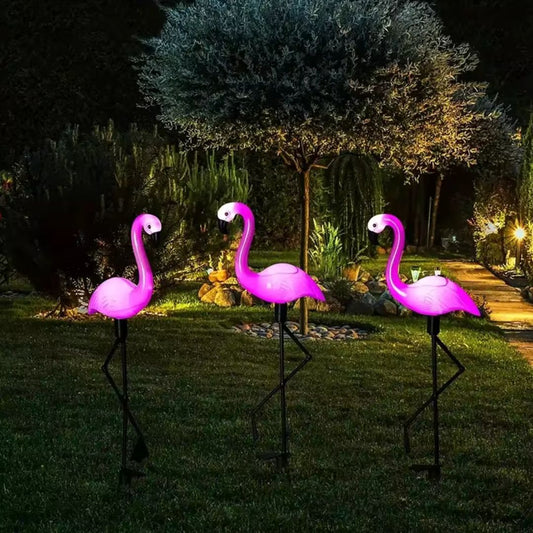 FlamingoGlow - Zonne-energie LED-lamp met Flamingo op het Gazon