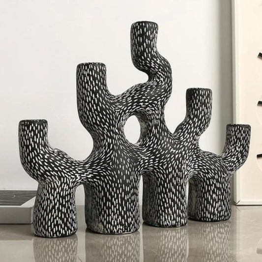 Koraal Kandelaarhouder van Duurzaam Cement met Abstract Ontwerp