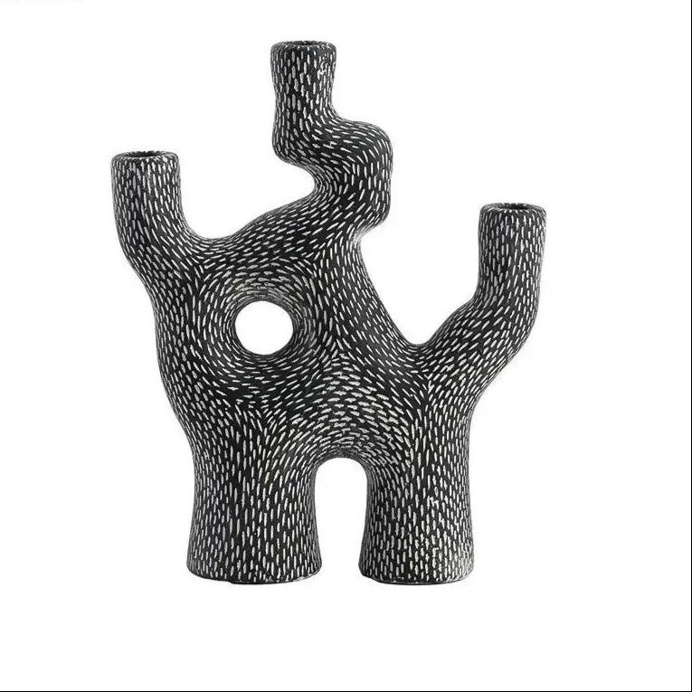 Koraal Kandelaarhouder van Duurzaam Cement met Abstract Ontwerp