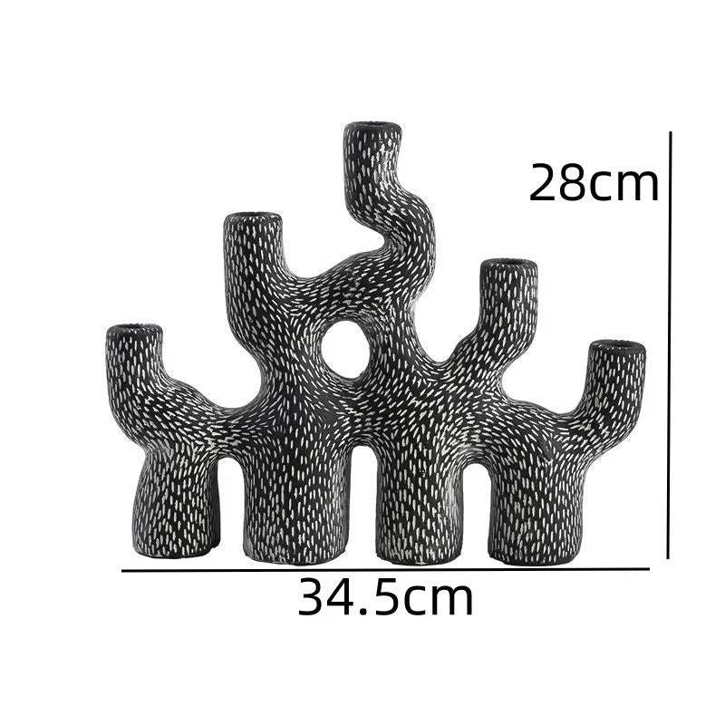 Koraal Kandelaarhouder van Duurzaam Cement met Abstract Ontwerp 34cm