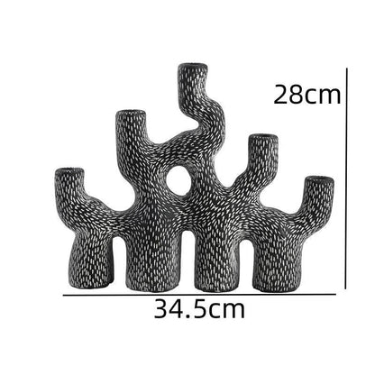 Koraal Kandelaarhouder van Duurzaam Cement met Abstract Ontwerp 34cm