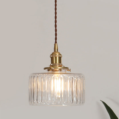 Vintage Cilindervormige Glazen Hanglamp Voor Warme Sfeer Helder A-(streep) D17 Type