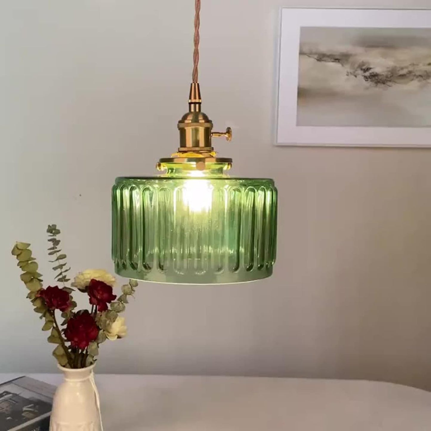 Vintage Cilindervormige Glazen Hanglamp Voor Warme Sfeer