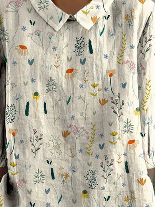 Māya | Damesblouse met korte mouwen, kraag en bloemenprint | Casual