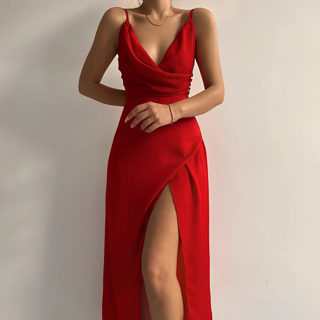 Seraphina – Luxe Maxi Jurk – Elegante en Comfortabele Stijl Rood