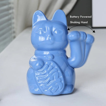 Keramische Gelukskat Voor Feng Shui Rijkdom En Voorspoed Blauw