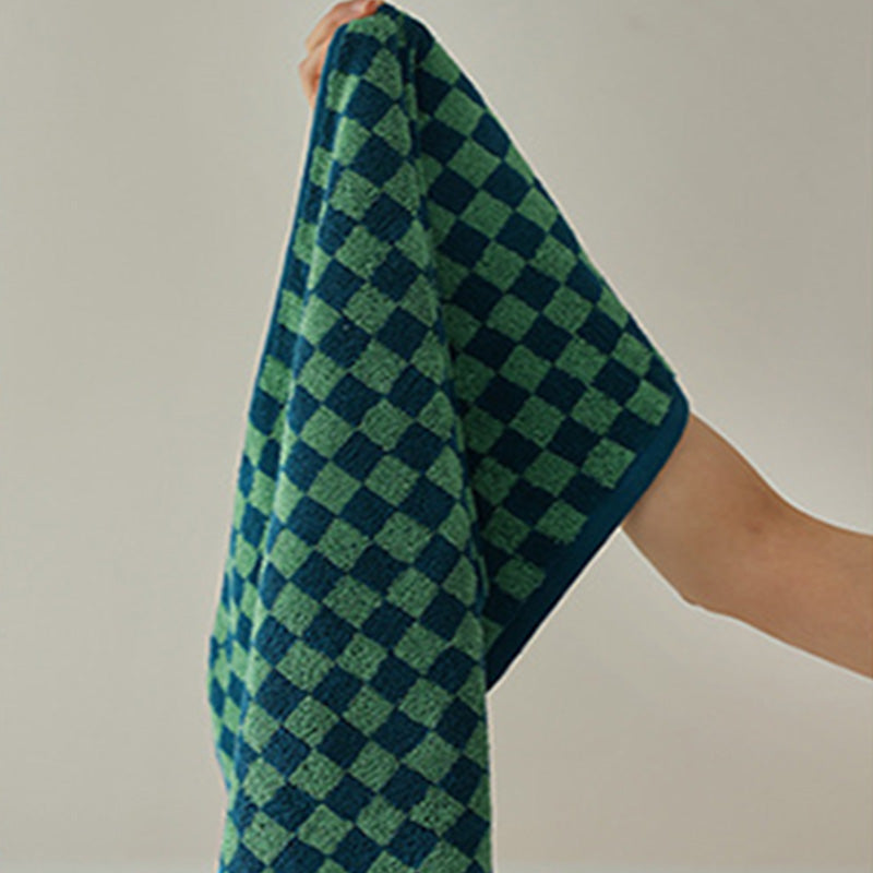 Retro Checkerboard Ademend Katoenen Baby Handdoek Zacht