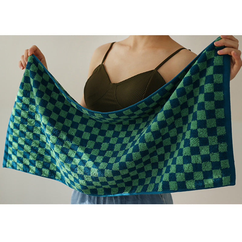 Retro Checkerboard Ademend Katoenen Baby Handdoek Zacht