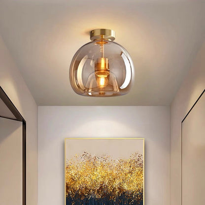 Retro Koperen Glazen Moderne Plafondlampen Voor Hal