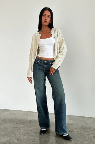 Luma | Straight-Leg Jeans met Lage Taille – Trendy Dames Broek Donkerblauw
