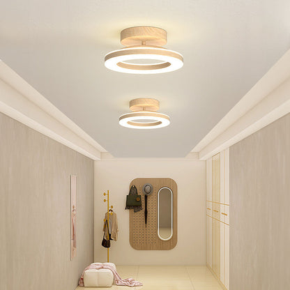 Ronde Acryl LED Plafondlamp Voor Hal En Entree Modern Hout
