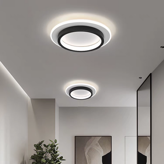 Ronde Metalen Acryl LED Plafondlamp Voor Hal En Gang Zwart