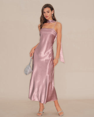 Rosa | Dames Lange Jurk - Luxe Stoffen Mix, Elegant Silhouet 4