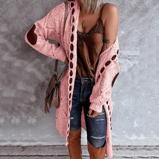 Stijlvol Lang Dames Vest - Comfy met Capuchon Roze