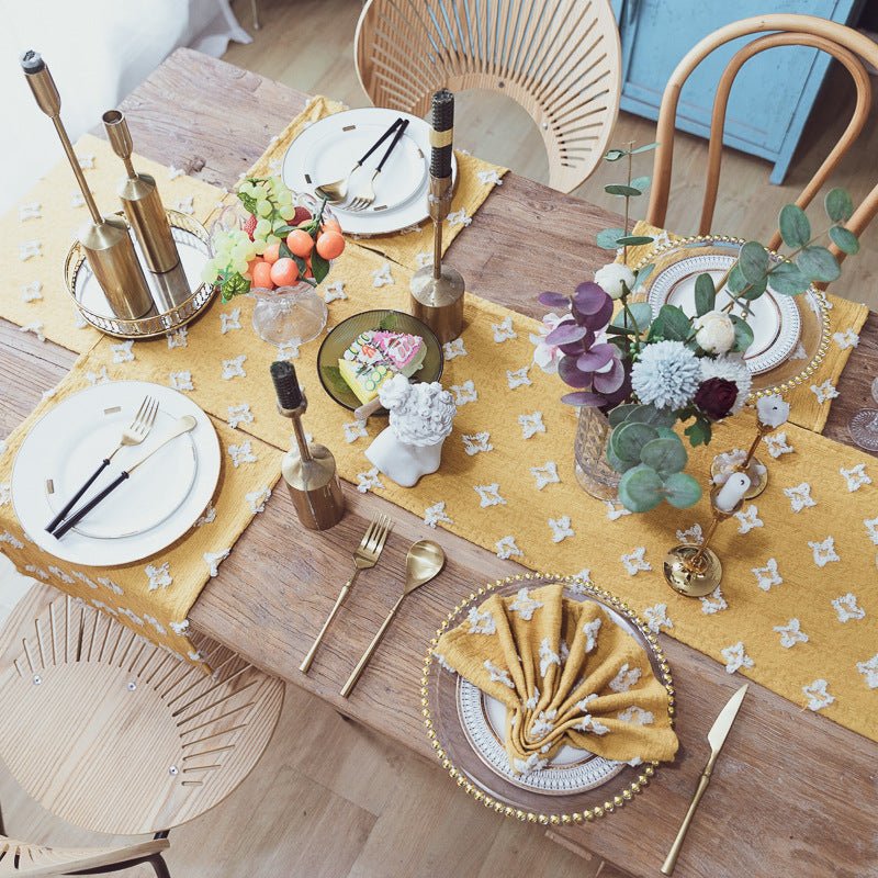 Rustieke Gele Boho Jute Tafelloper Voor Eetkamers En Feesten