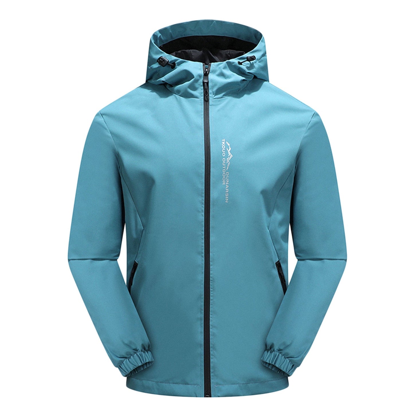 Heren Regenjas – Zwarte Waterdichte Jas met Capuchon en Lange Mouwen Blauw