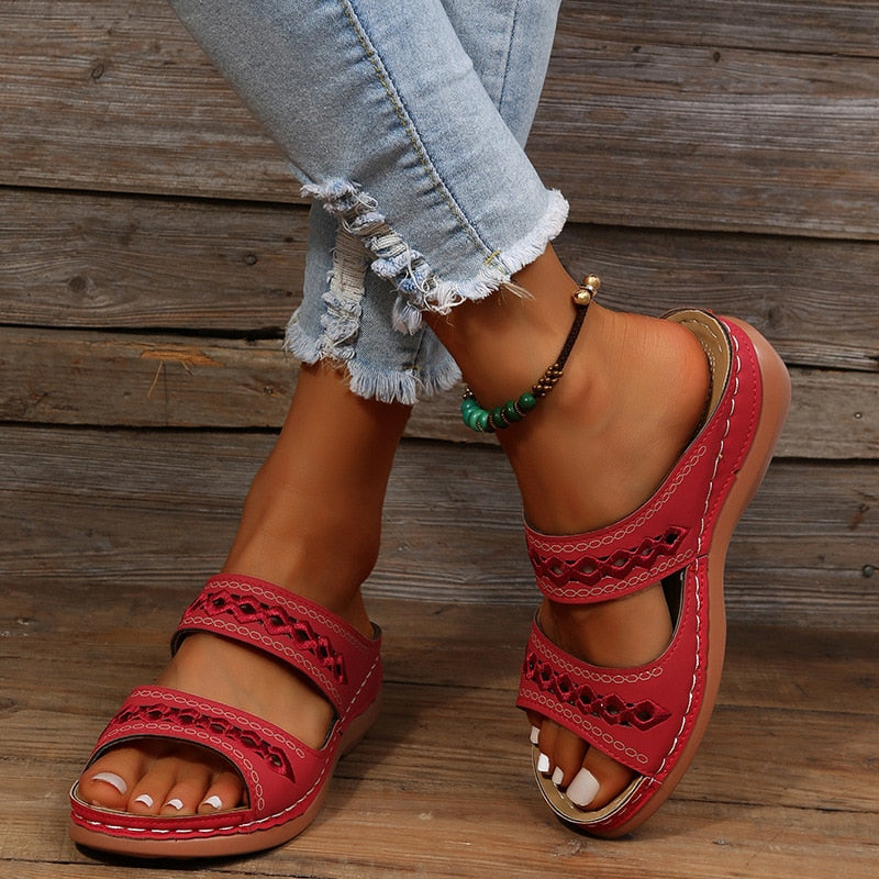 Comfortabele Vrouwelijke Sandalen Voor Dames SEREIN Rood 35