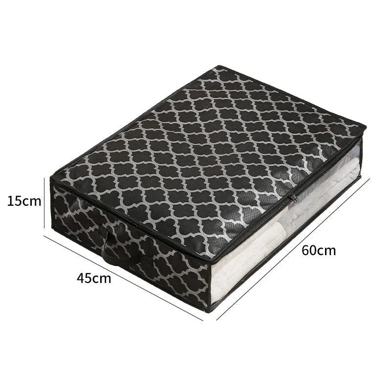 Multifunctionele Opbergdoos met Deksel voor Onder het Bed – Ruimtebesparend en Duurzaam, Ideaal voor Kleding en Dekbedden Klein zwart - 60 x 45 x 15 cm