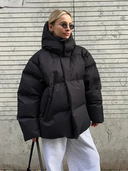 Avenari | Dames Puffer Jas - Oversized Quilted Design - Met Capuchon en Hoge Kraag