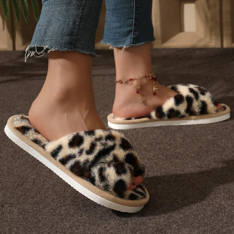 Dames Slippers Gezellige Met Open Teengedeelte Kruisband