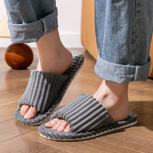 Pantoffels Unisex Met Open Neus Streepjespatroon Sloffen